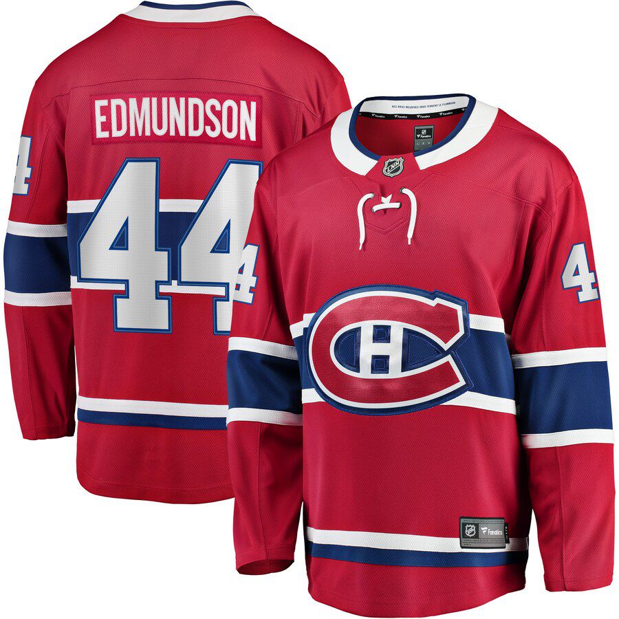 Men Montreal Canadiens #44 Joel Edmundson Fanatics Branded Red Breakaway Player NHL Jersey